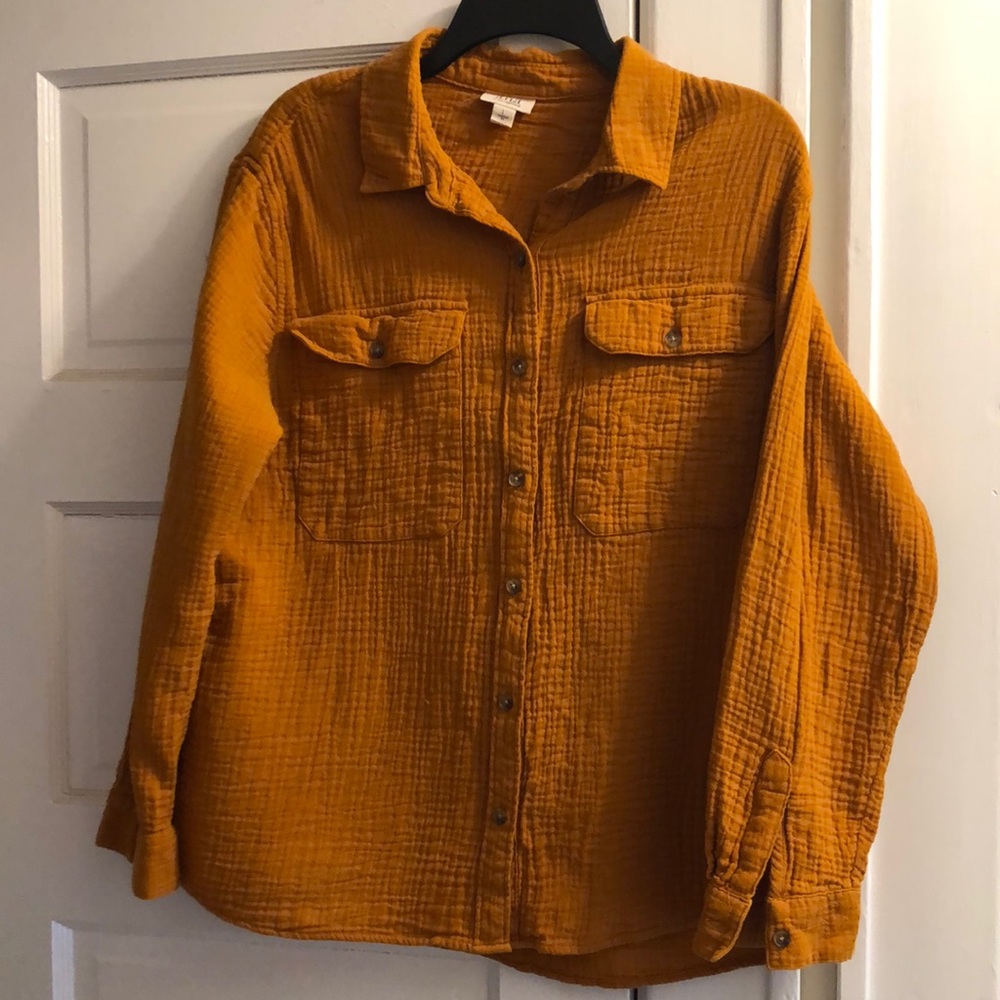 Sunset Colored Gauzy Button Down Shirt